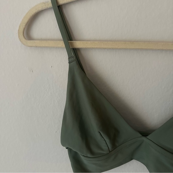 Aerie Triangle Swim Top Olive Green M - Picture 4 of 9